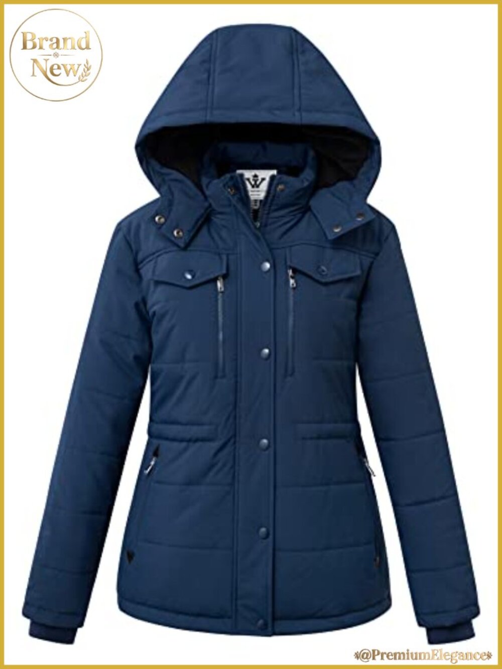 Water Resistant Puffer Jacket with Detachable Hood Fleece Lined Winter Coat